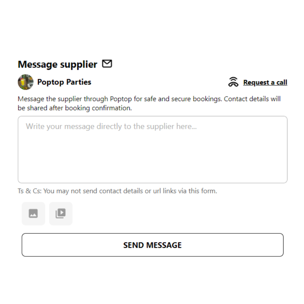 An example of a message request form on a website.