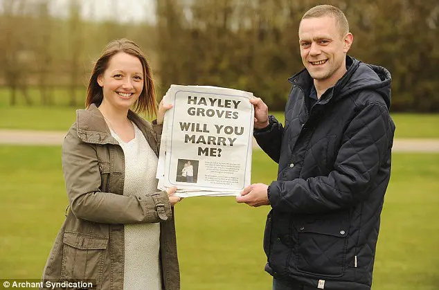 newspaper marriage proposal idea