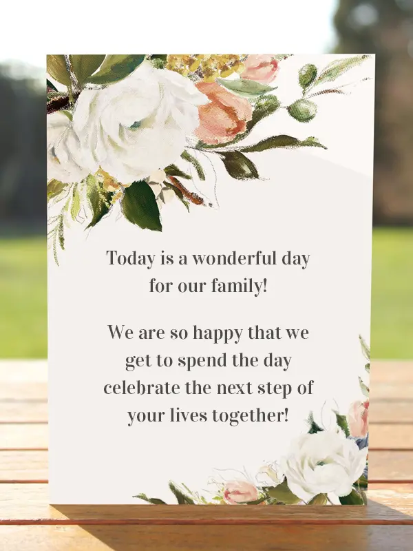 What to write in a wedding card for other family members