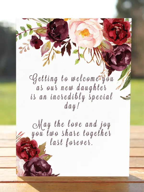What to write in a wedding card for a new son or daughter in law