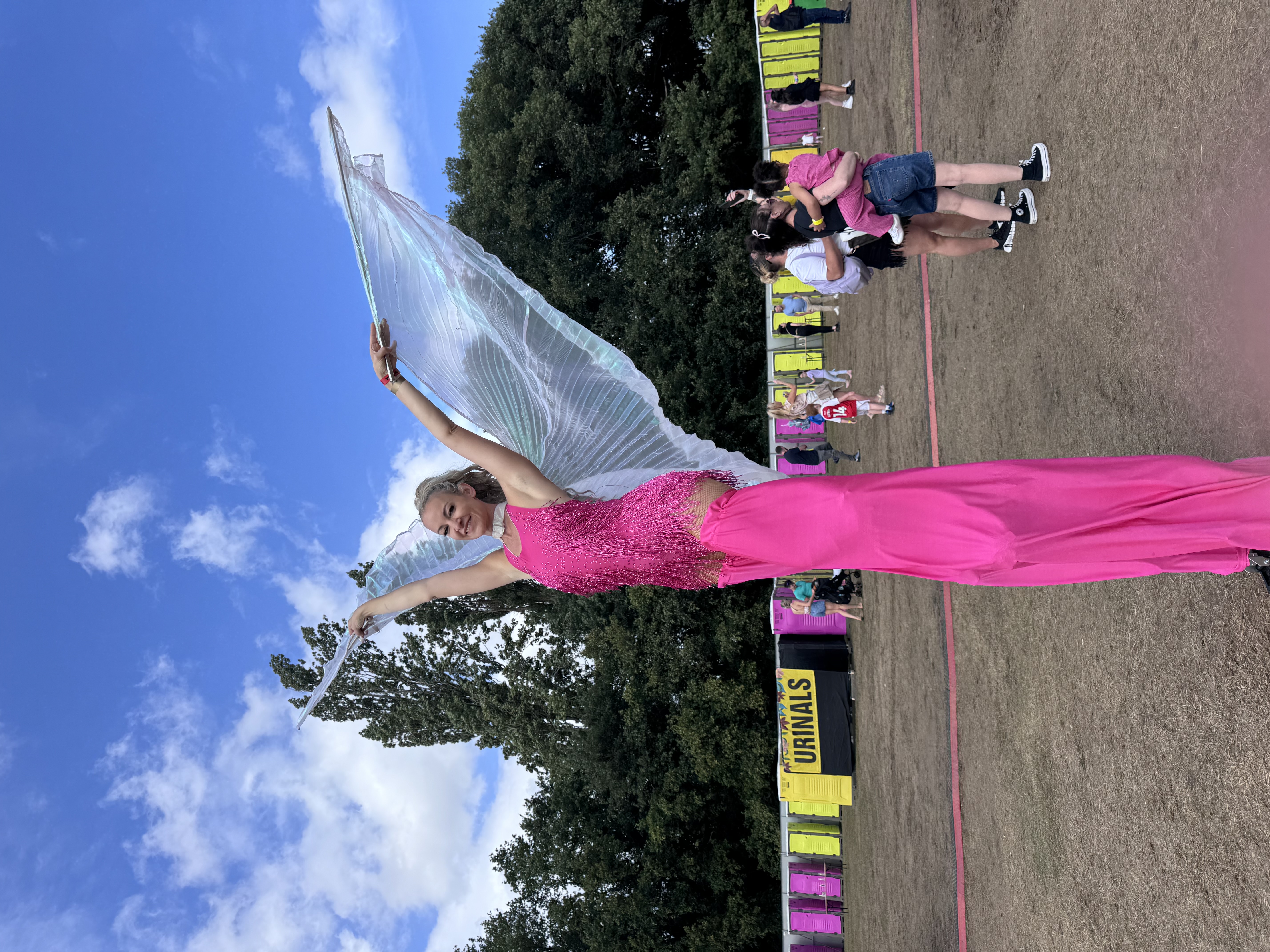Highly Skilled Female Stilt Walker