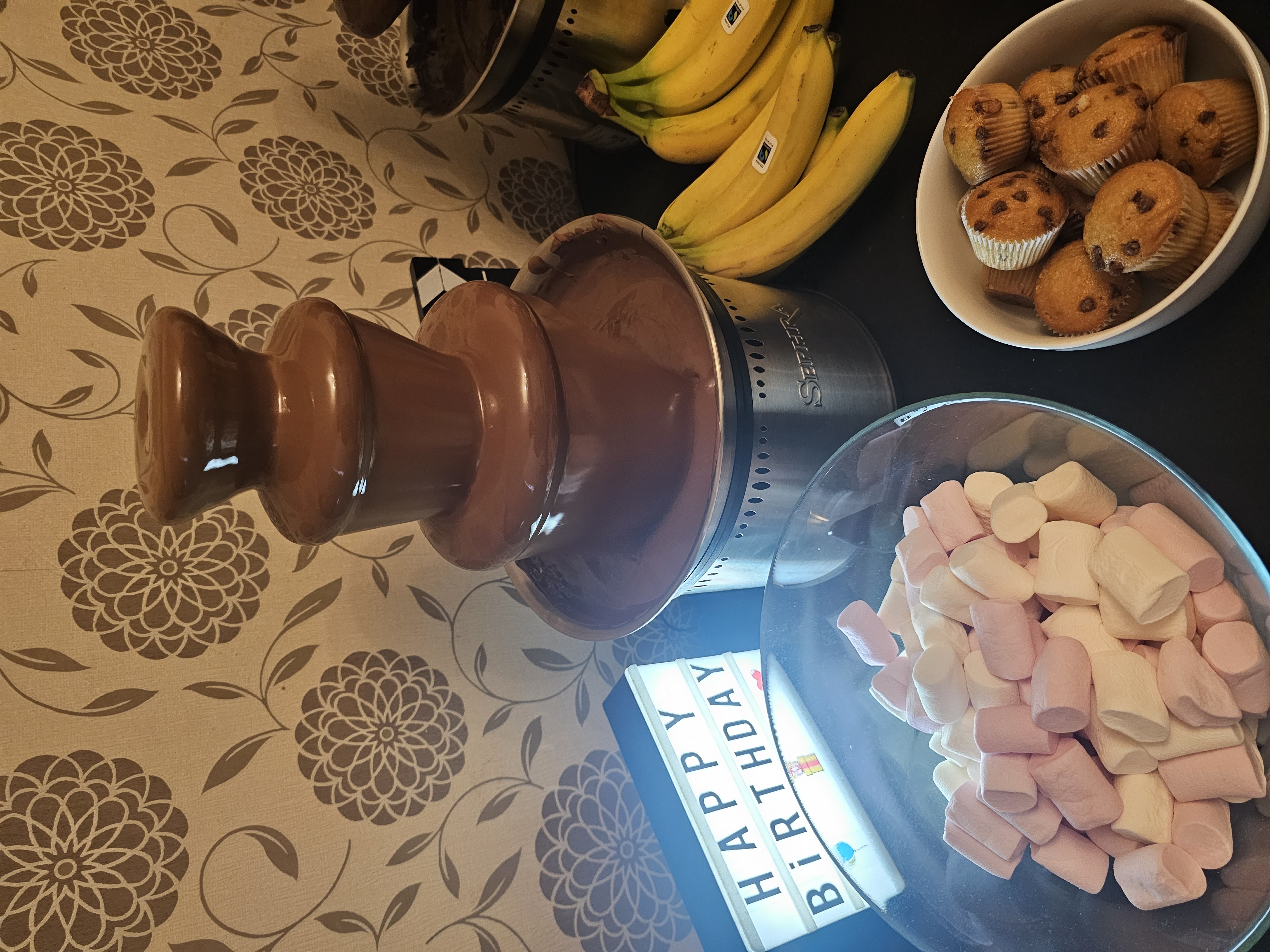 Twin Chocolate Fountains With Luxurious Chocolate & Dippings