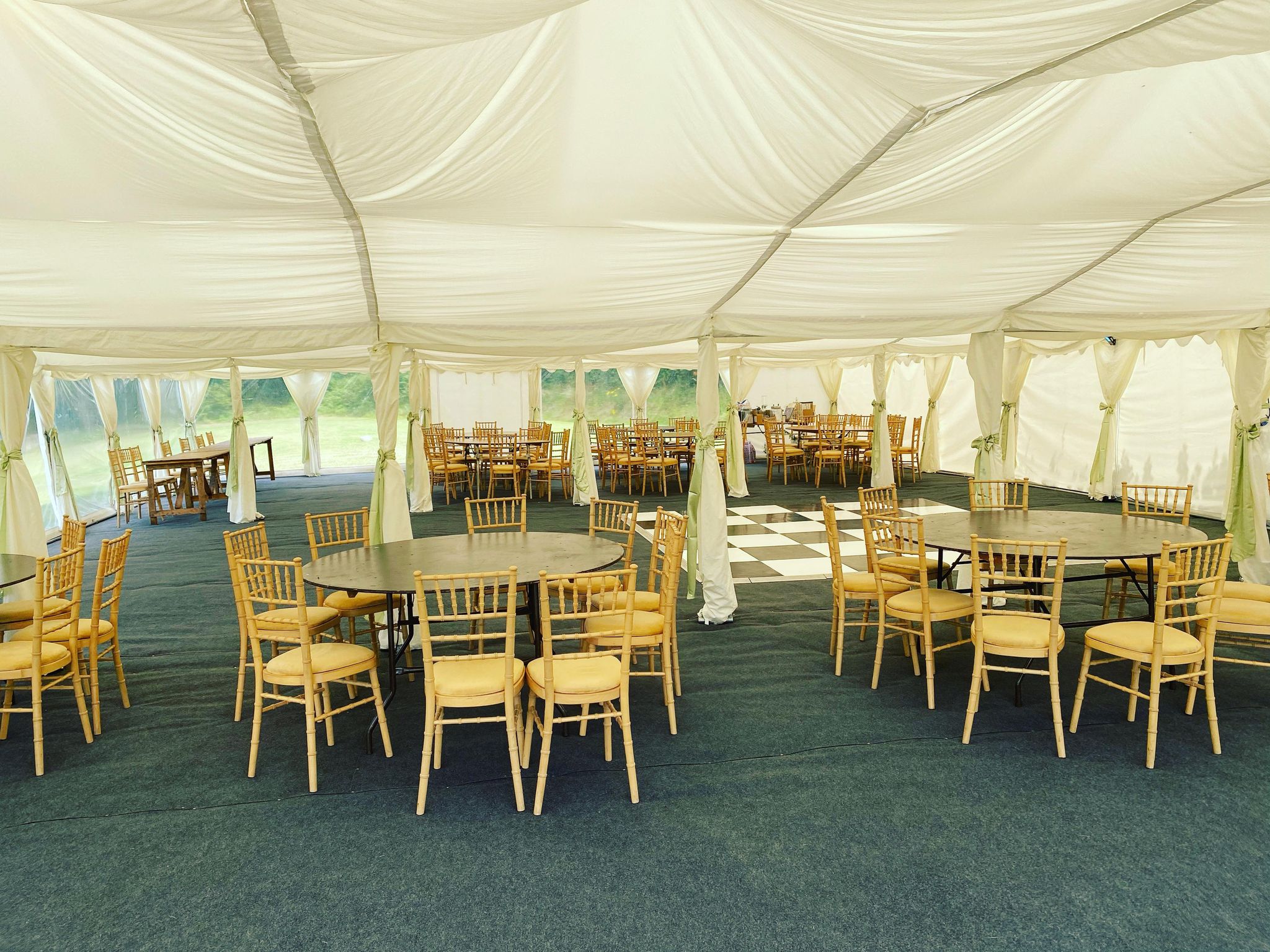 18m x 12m Marquee Fully Ivory Lined with Curtains & Sashes