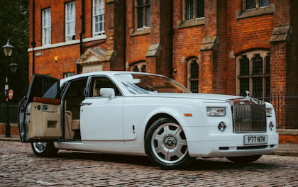 White Rolls Royce Phantom with Starlight Roof