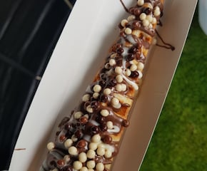 Freshly Baked Waffles on a Stick with Delicious Toppings
