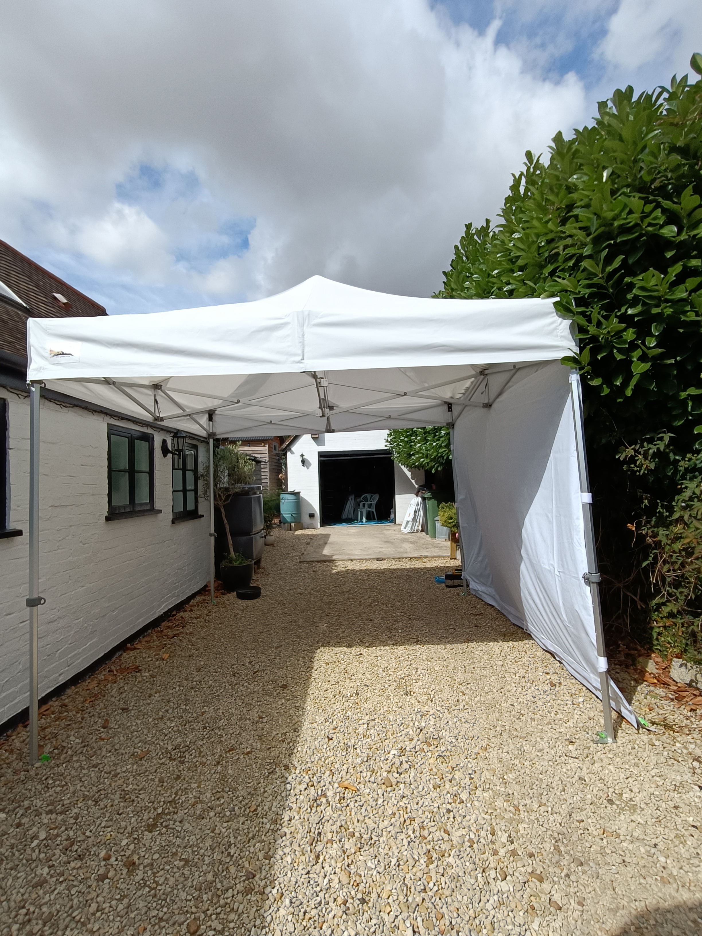 3mx3m Gazebo White with Side Wall