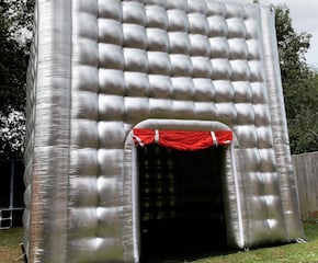 Silver Inflatable 16ft x 16ft Nightclub Disco Cube Lasers & Smoke Machine
