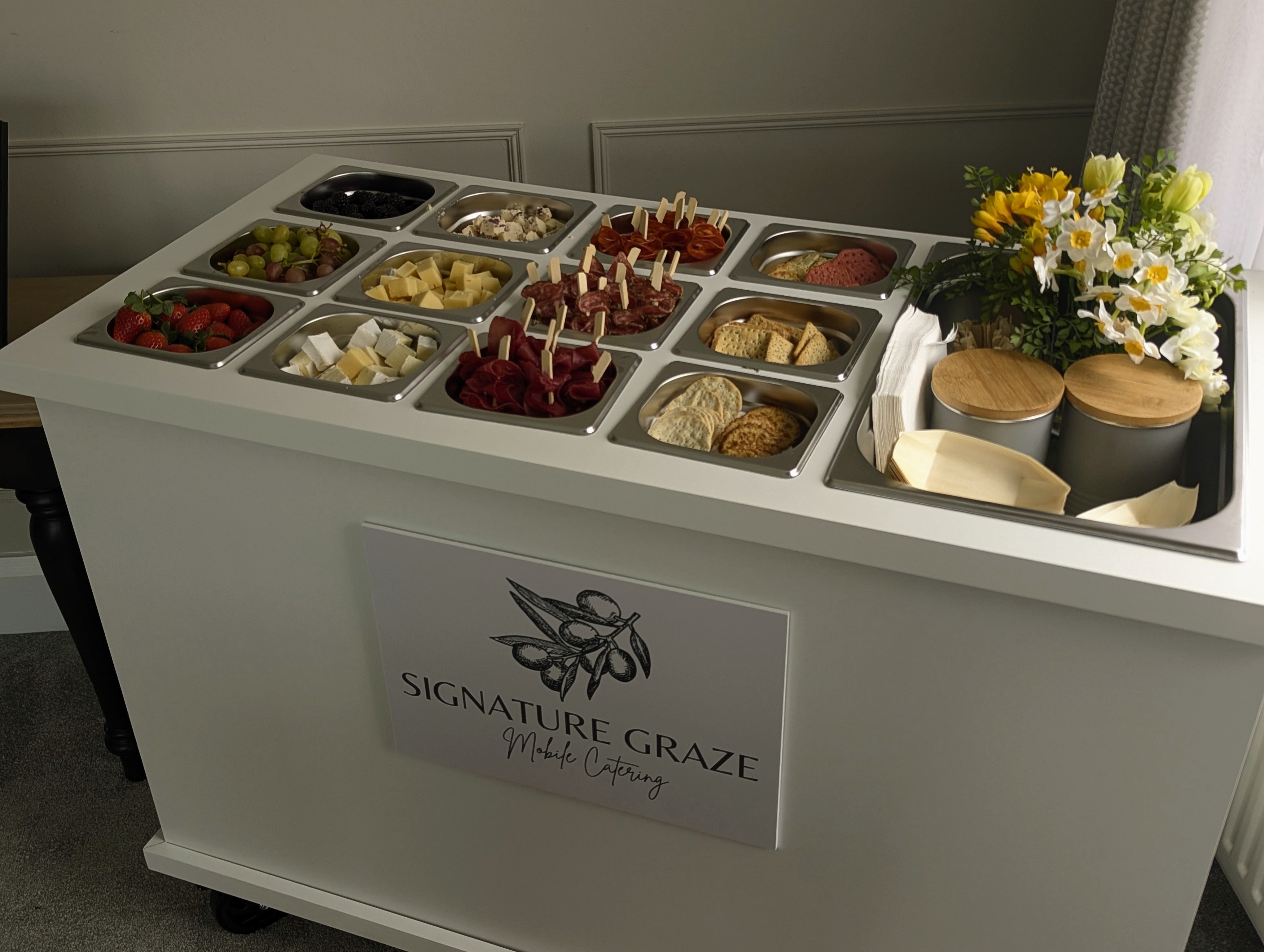 Charcuterie Grazing Cart Featuring Wondeful Meats & Cheeses