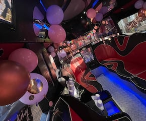 Arrive with Style in Luxury Style Red Party Bus