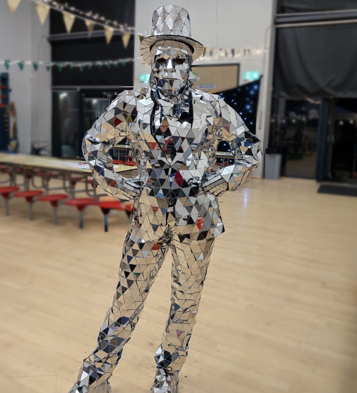 Dazzling Silver Mirror Man