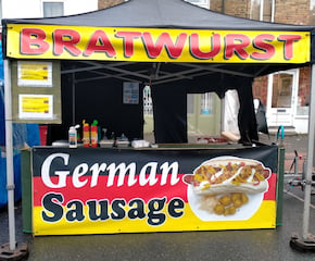 BigBratty-German Sausages with Sauerkraut, Fried Onions & Gherkins