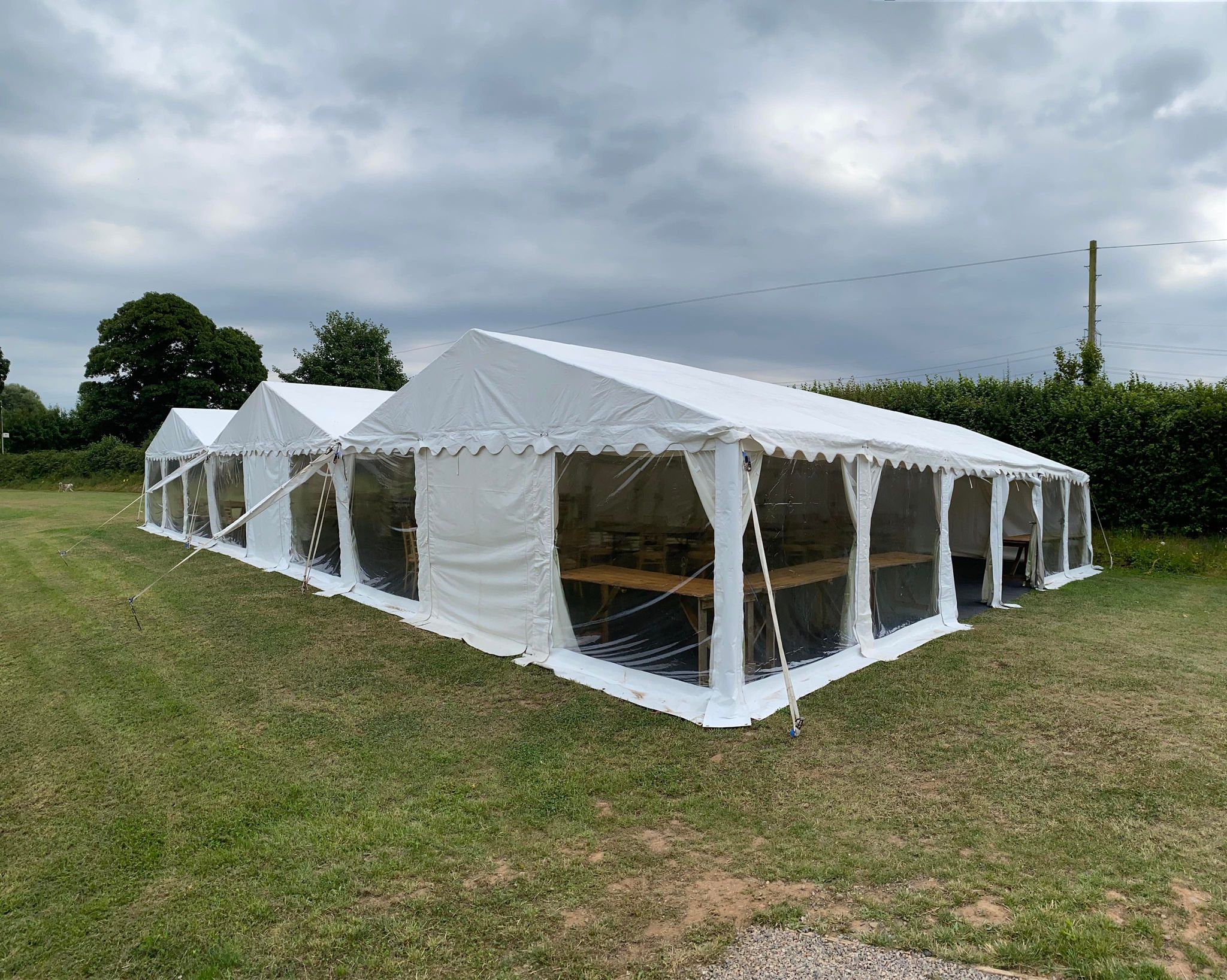 18m x 12m Marquee Fully Ivory Lined with Curtains & Sashes