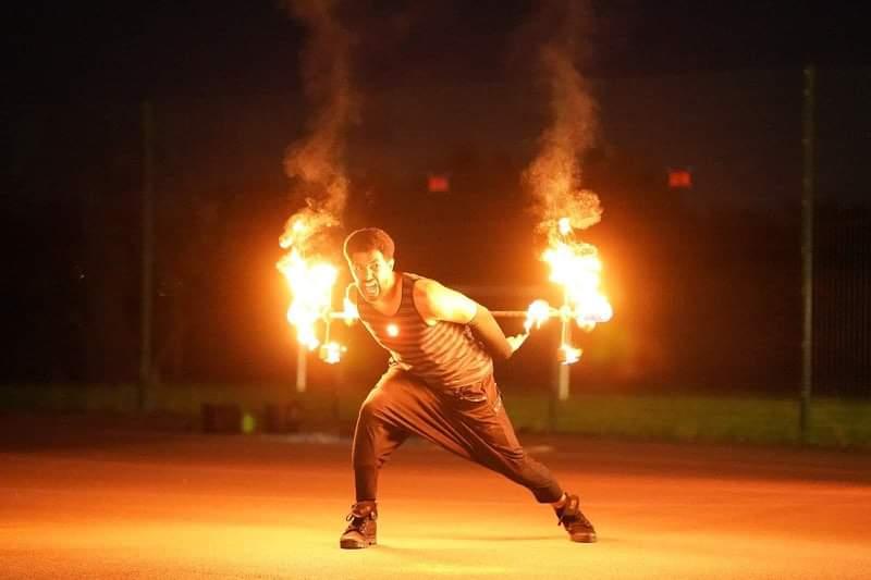 Breakdancing Fire Performer