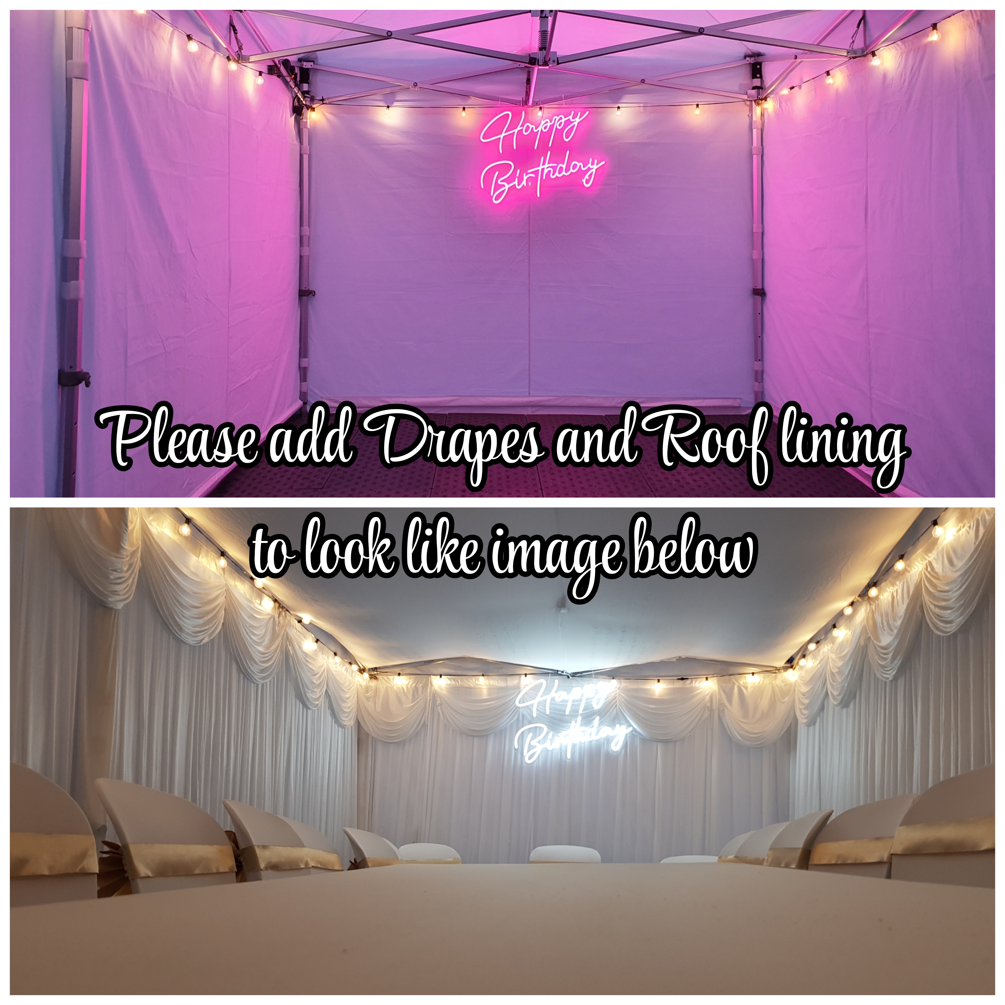 4.5 x 6m Party Tent in Black or White INCLUDES Plastic Flooring & Lighting