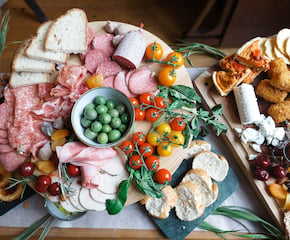 Italian Grazing Board Decorated with Foliage & Flowers