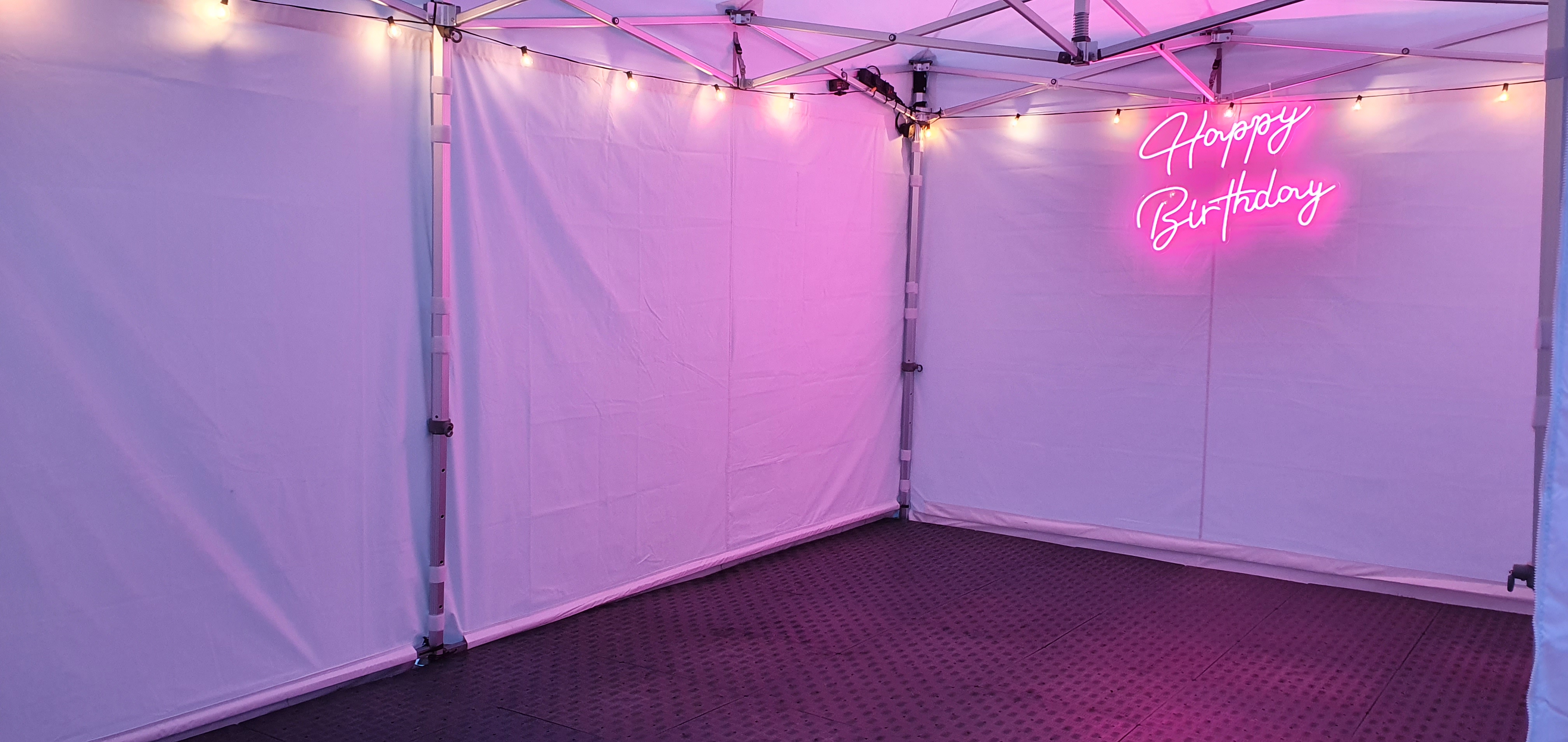 3m x 6m Party Tent Includes Plastic Flooring & Lighting