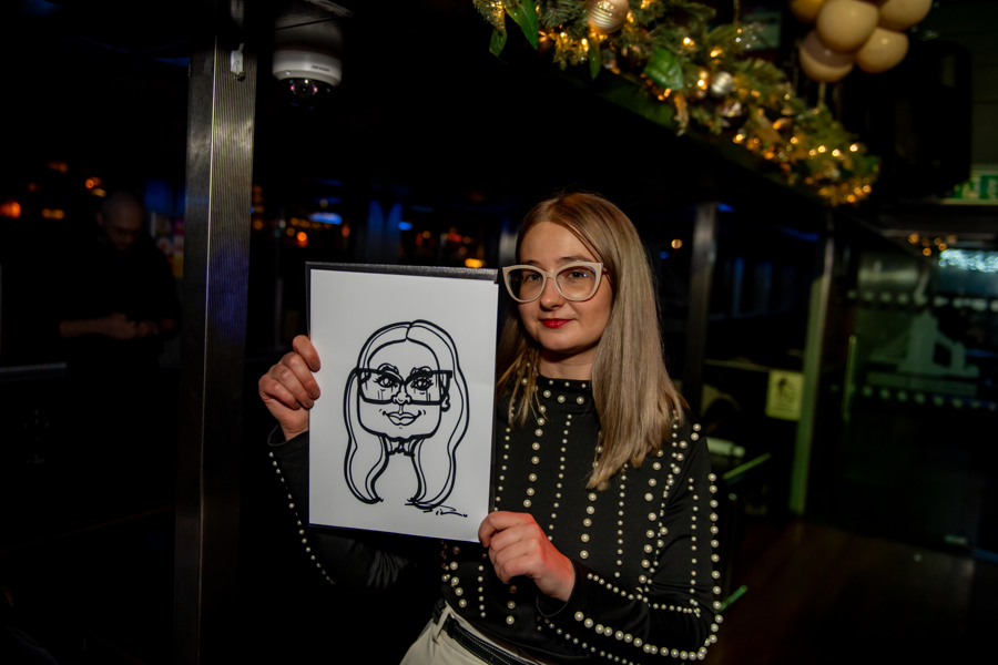 Traditional B&W Cute Caricatures of You and Your Guests by Silu