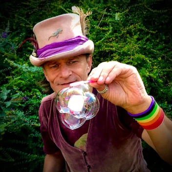 Rainbow Gecko Face Painting and Bubbles