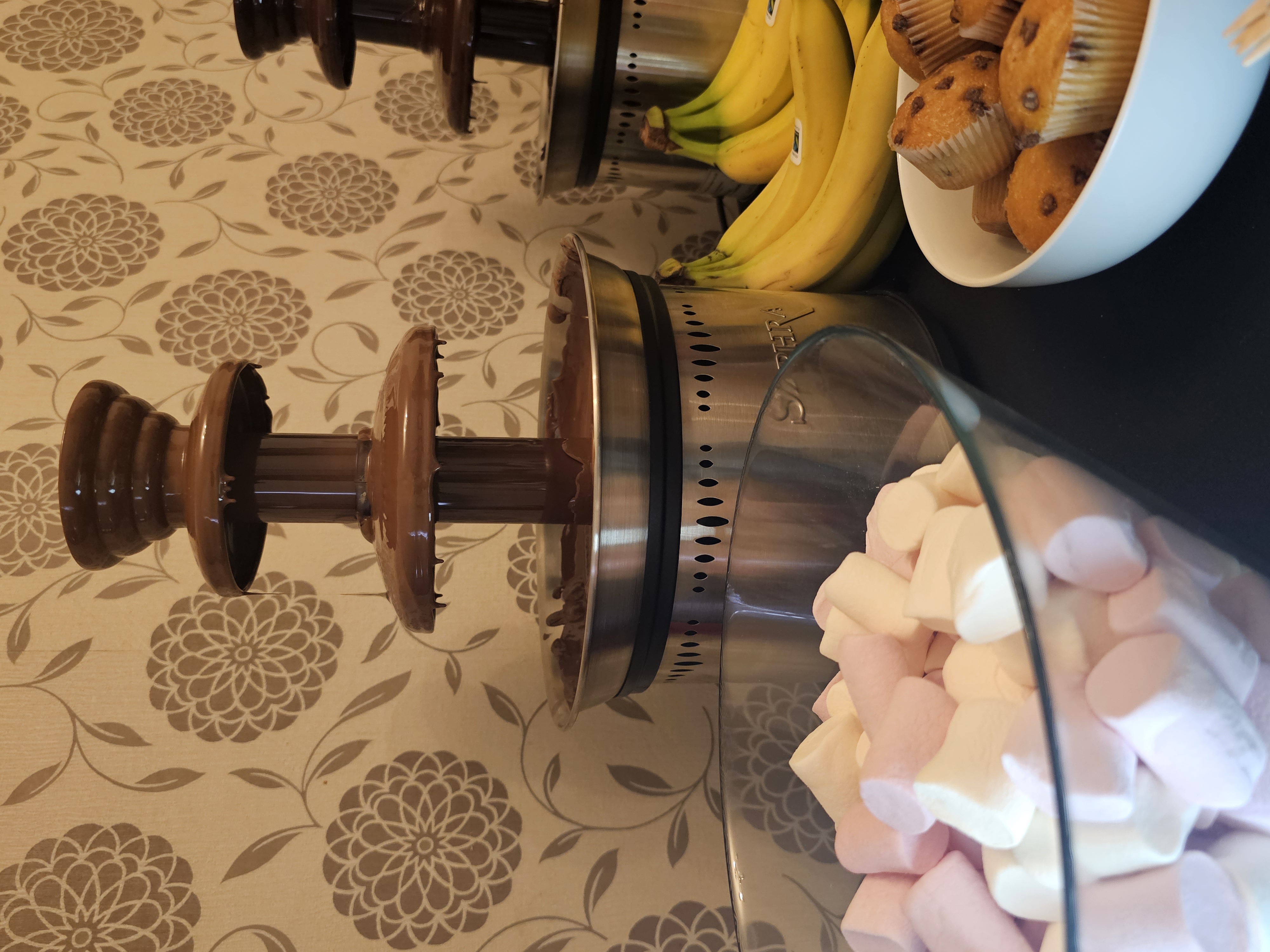 Twin Chocolate Fountains With Luxurious Chocolate & Dippings