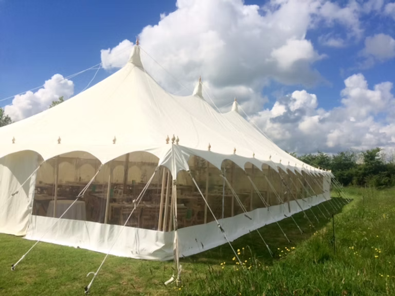Timeless Romance – 9m × 15m Petal Pole Marquee