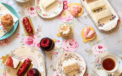 High-End Afternoon Tea with Gourmet Miniature Desserts