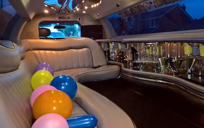 White Stretched Limousine With Grey Interior