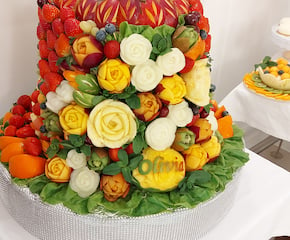 Chocolate Fountain with Personalised Mango & Flower-Carved Fruits