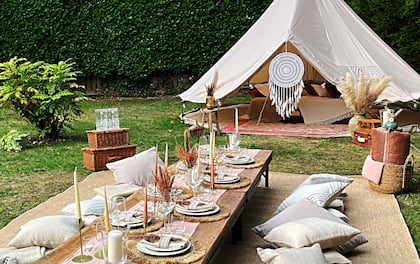 Elegantly Styled Luxury Tent for Picnics, Afternoon Teas & Dinner Parties