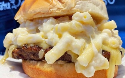 Mac'n'Cheese Loaded Steak Burgers, Fries or Loaded Hotdogs