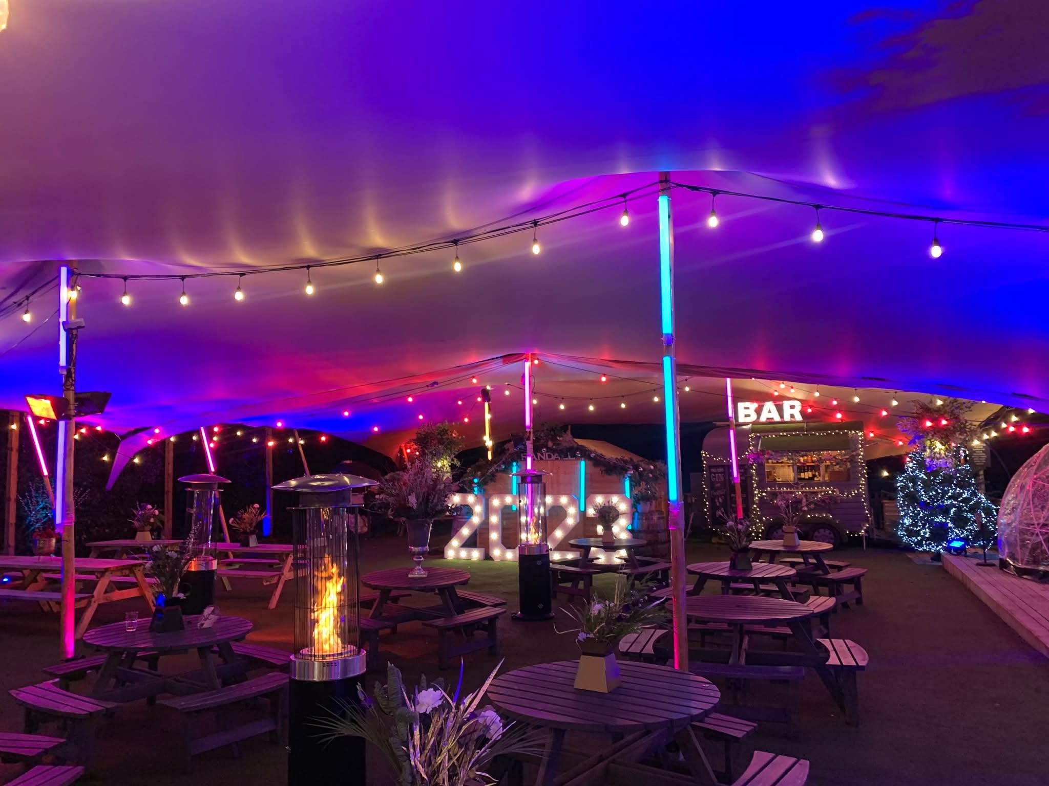 10m x 15m Chino Stretch Tent Hire with Eucalyptus Wooden Poles