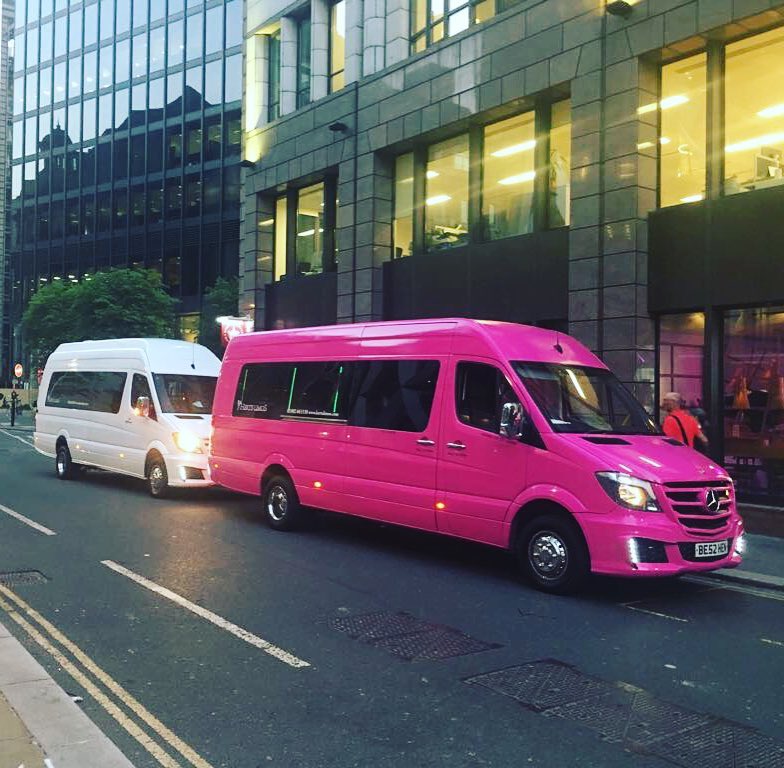 Pink Mercedes Benz 16-Seater Karaoke Party Bus