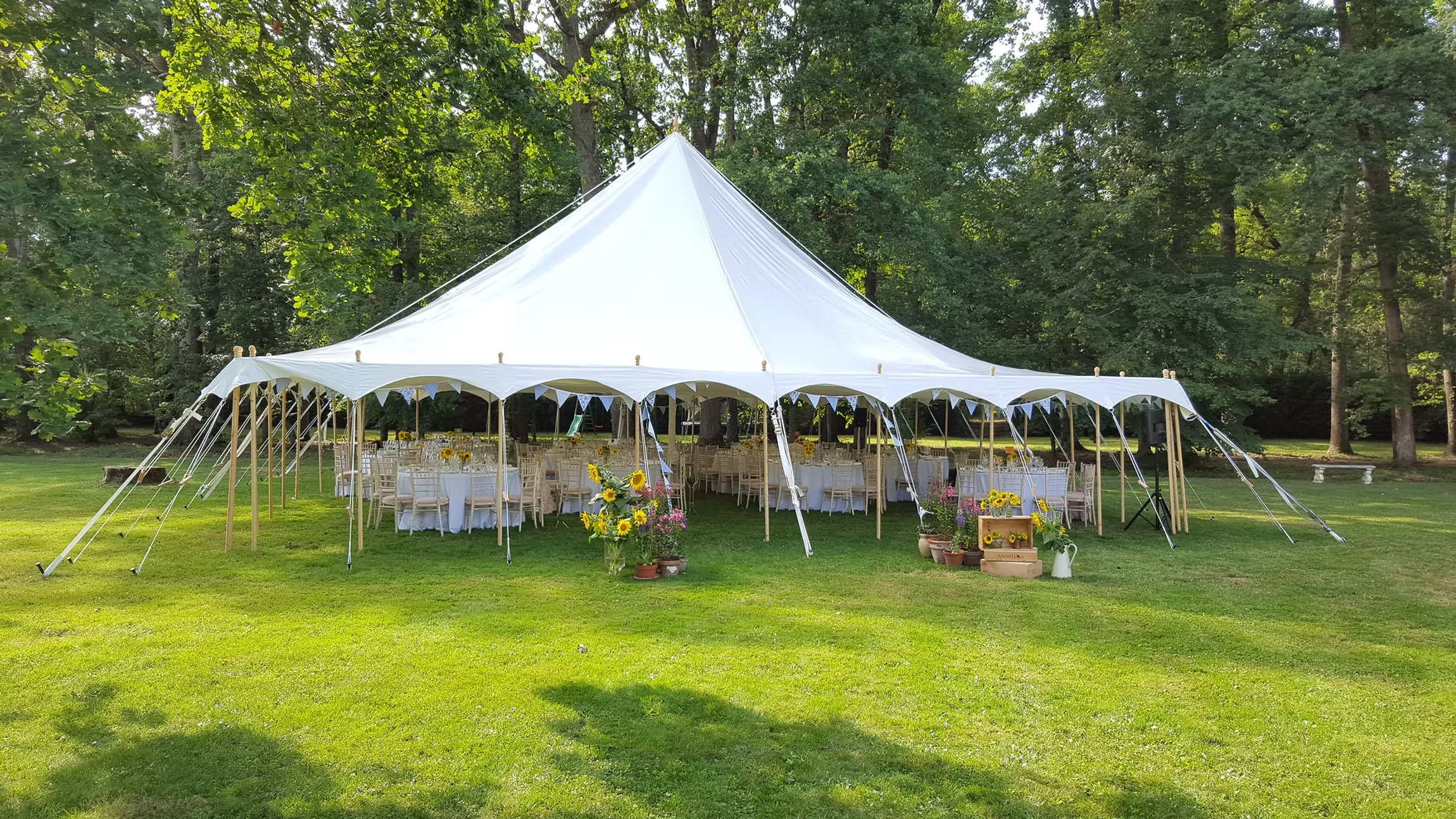 Timeless Romance – 9m × 15m Petal Pole Marquee