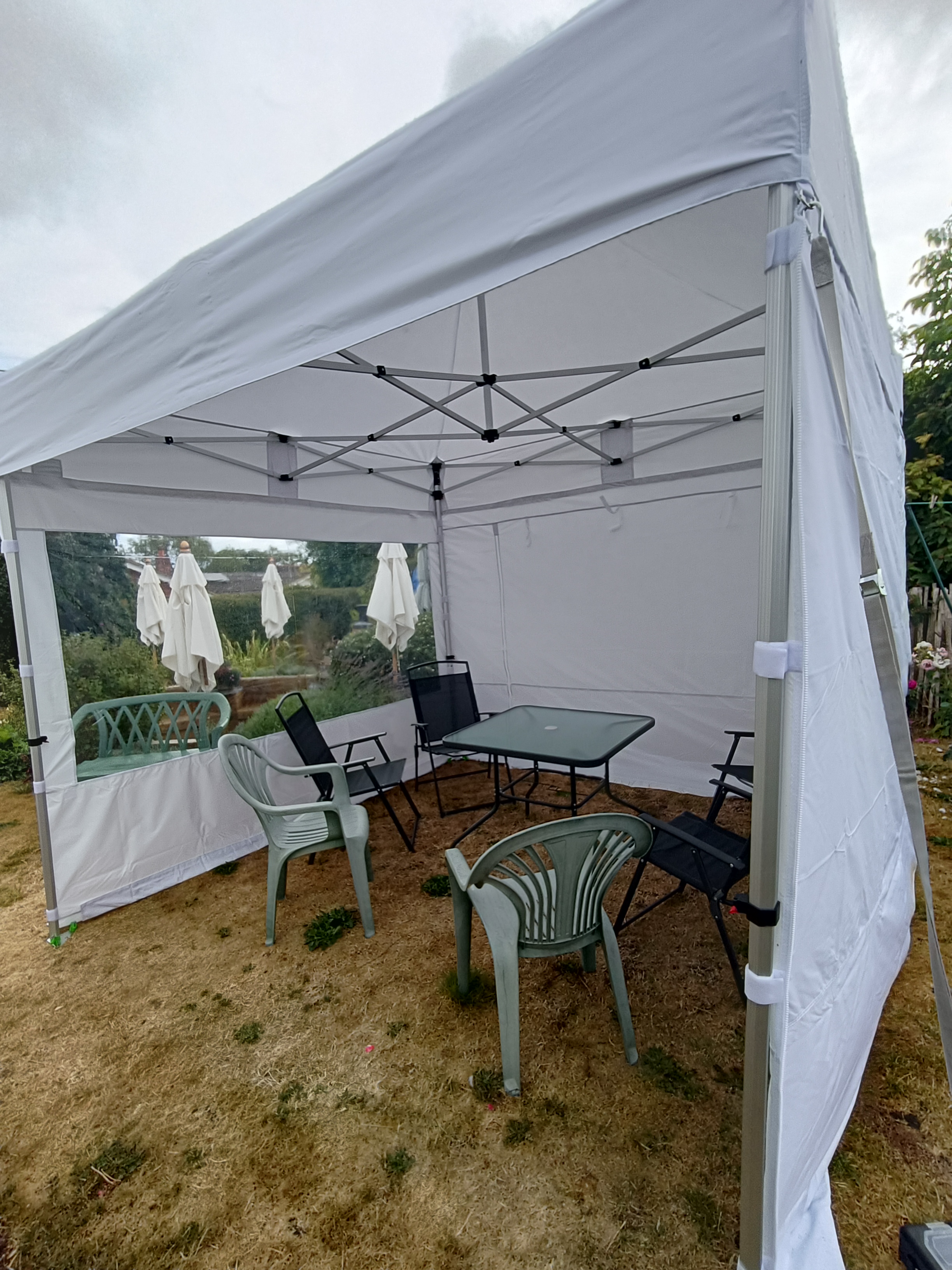3mx3m Gazebo White with Side Wall