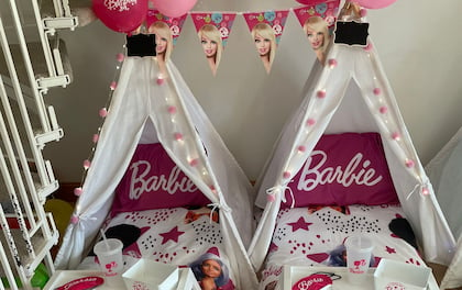 Teepee Sleepover Party for Kids with Barbie Set Up