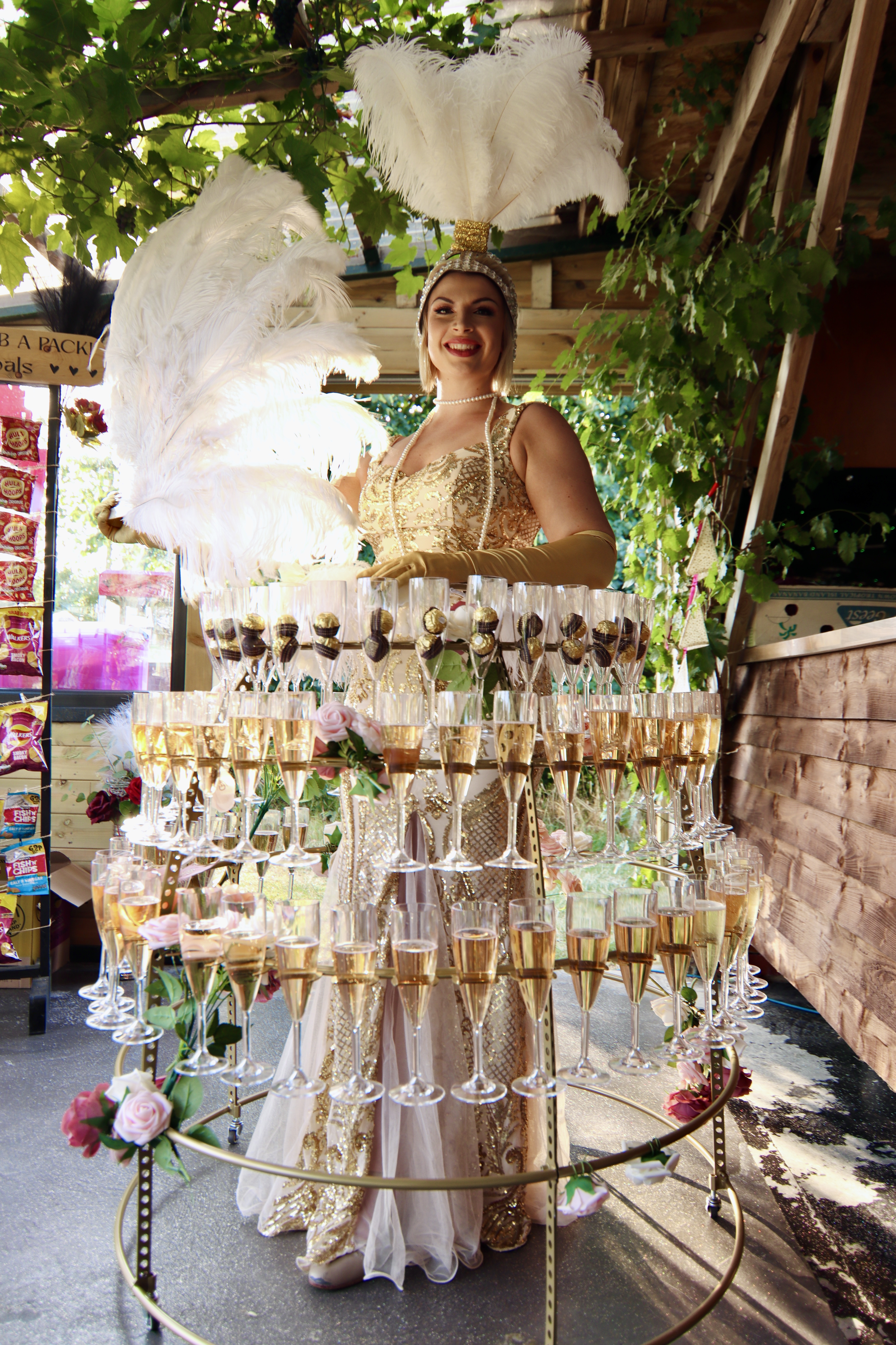 Living Champagne Dress Performer for Greetings & Drinks Receptions