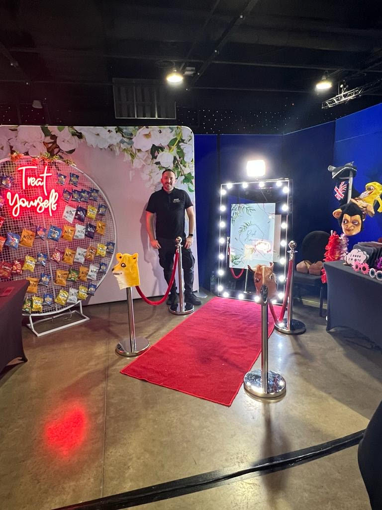 Interactive Magic Mirror with Unlimited Prints, Guest Book & Backdrop