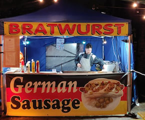 BigBratty-German Sausages with Sauerkraut, Fried Onions & Gherkins