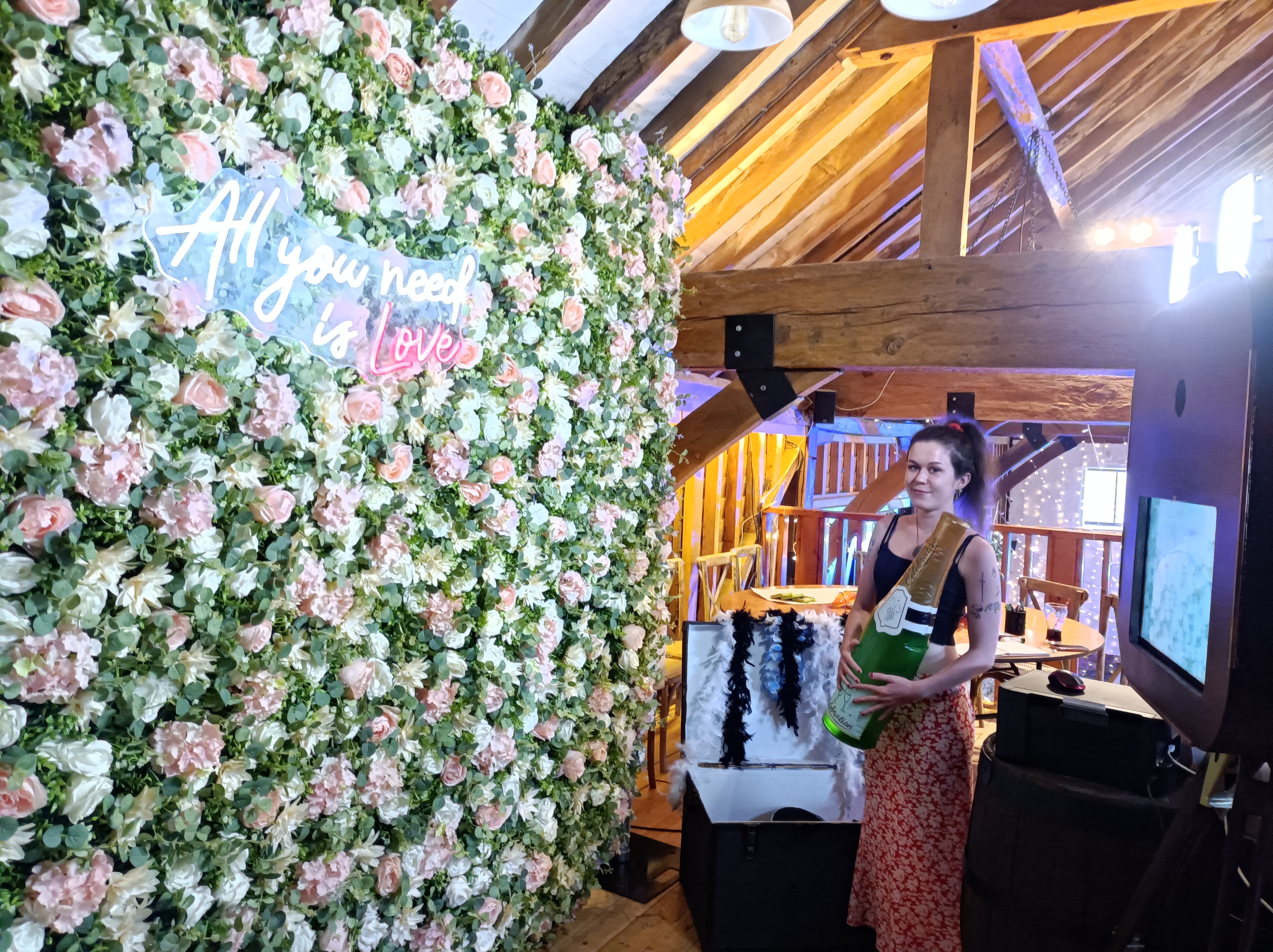 Rustic Photo Booth & Flower Wall