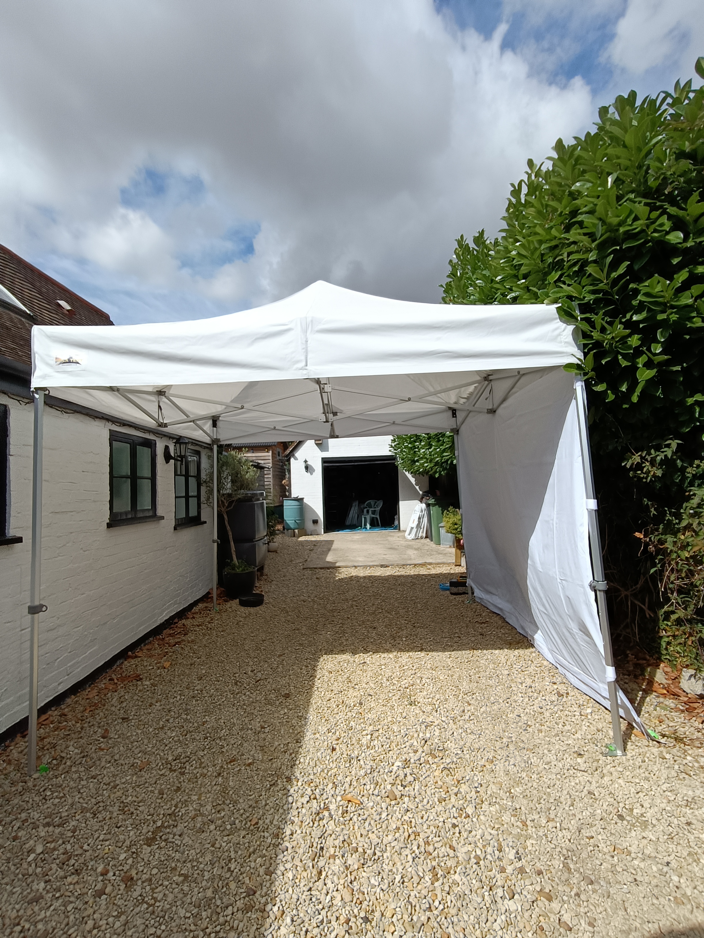 3mx3m Gazebo White with Side Wall