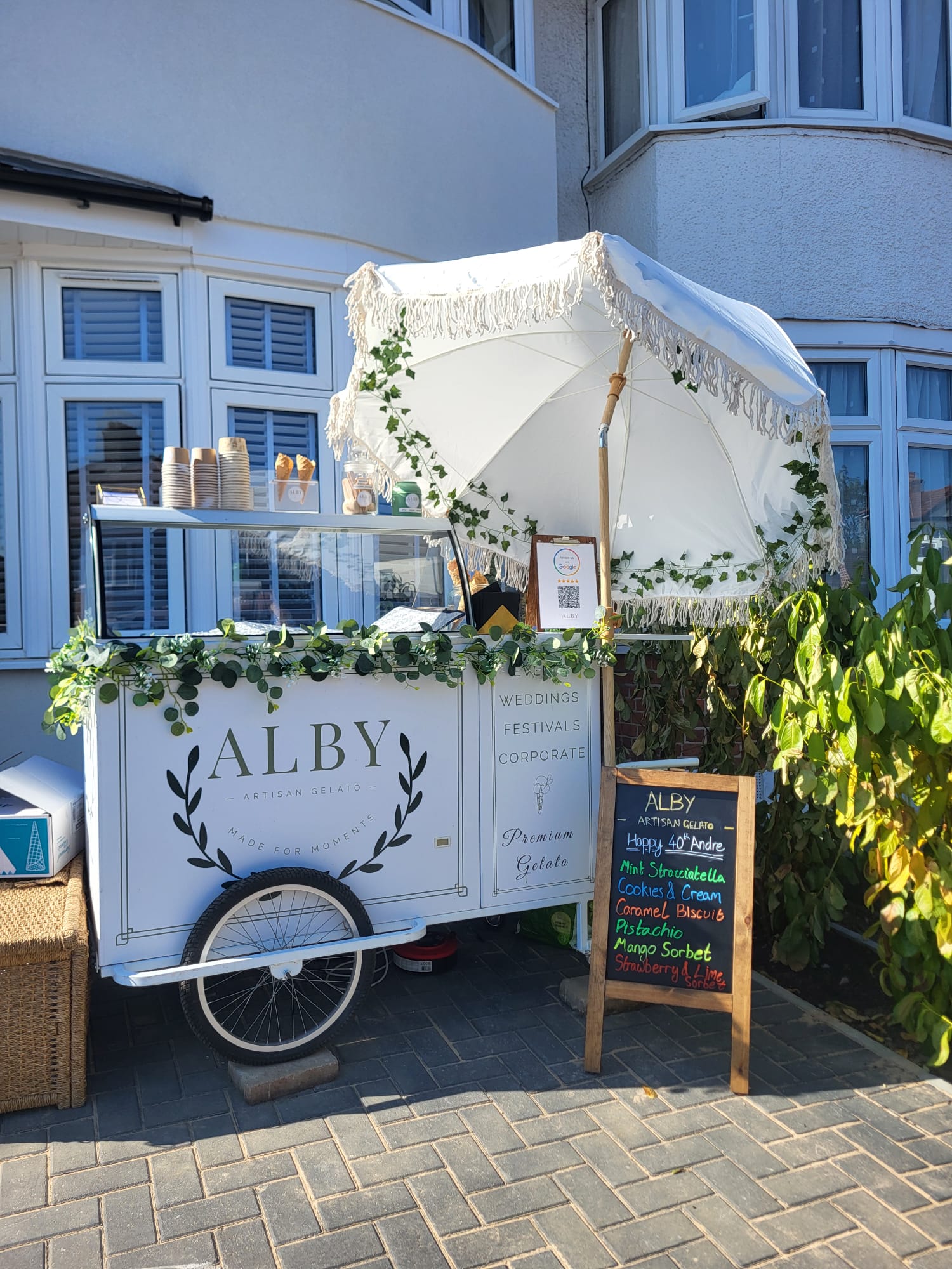Elegant Artisan Gelato & Sorbet Cart for Weddings, Parties & Events