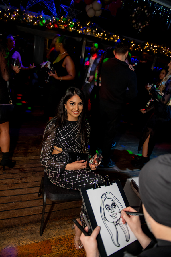 Traditional B&W Cute Caricatures of You and Your Guests by Silu