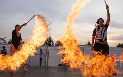 Exciting Fire Performance with Variety of Risky Tricks