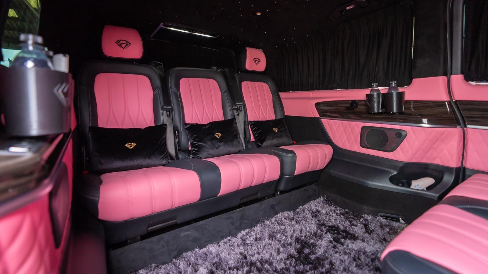 6 Seater Pink Luxury V-Class Landjet with Netflix, YouTube & PS5