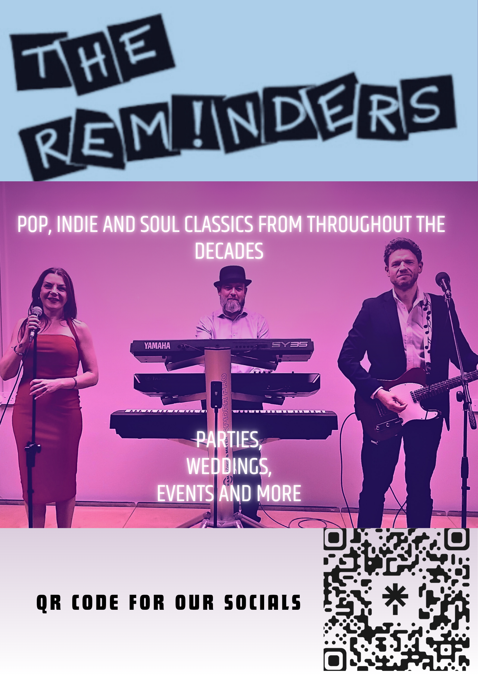 Upbeat 3 Piece Party Band Playing Pop, Rock & Soul Floorfillers!