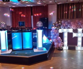 Party DJ with Disco Style Booth