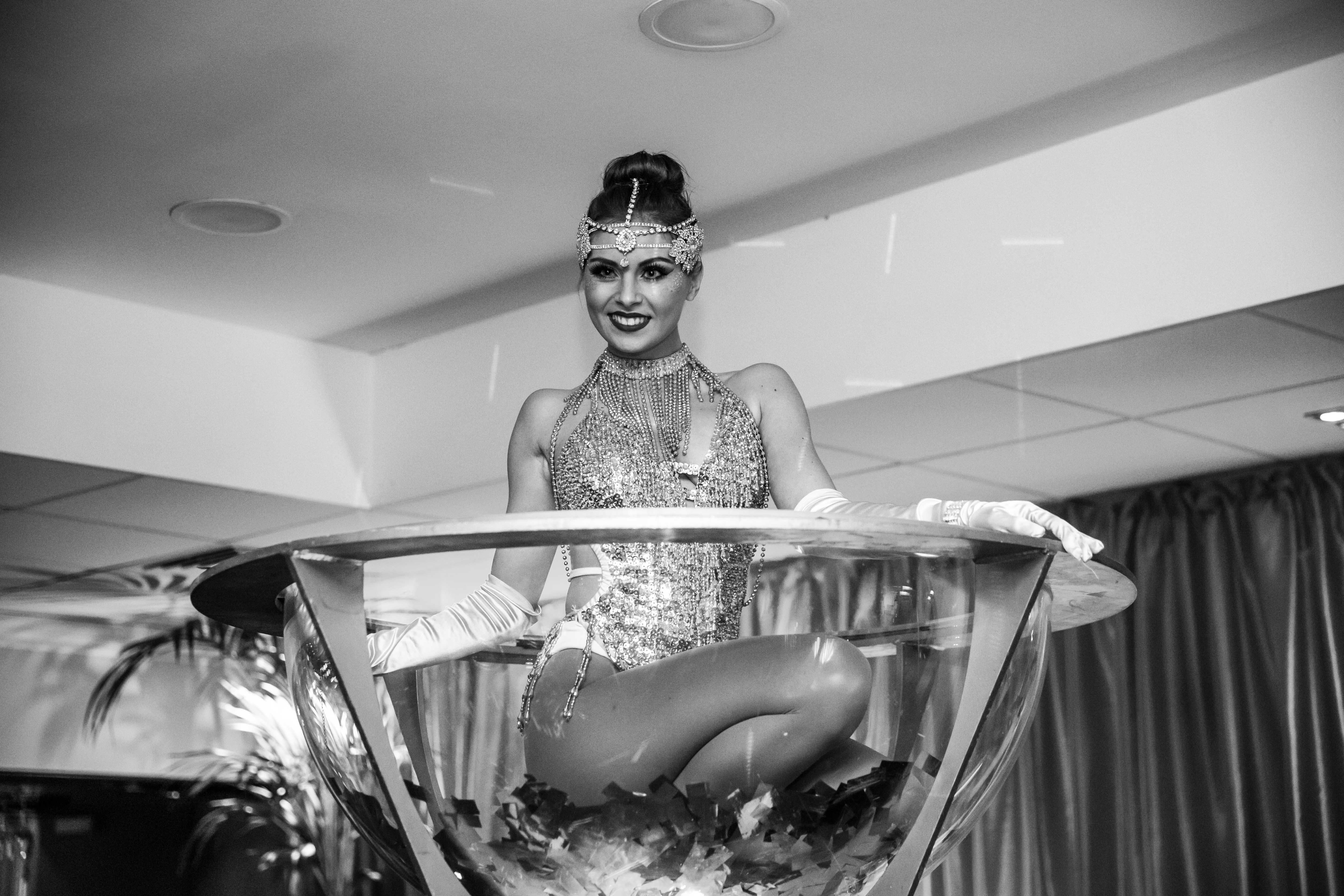 Giant Champagne Glass Showgirl Dancer