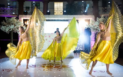 Bollywood Dance Group With The Goddess & L.E.D Wings Or Colorful Fans