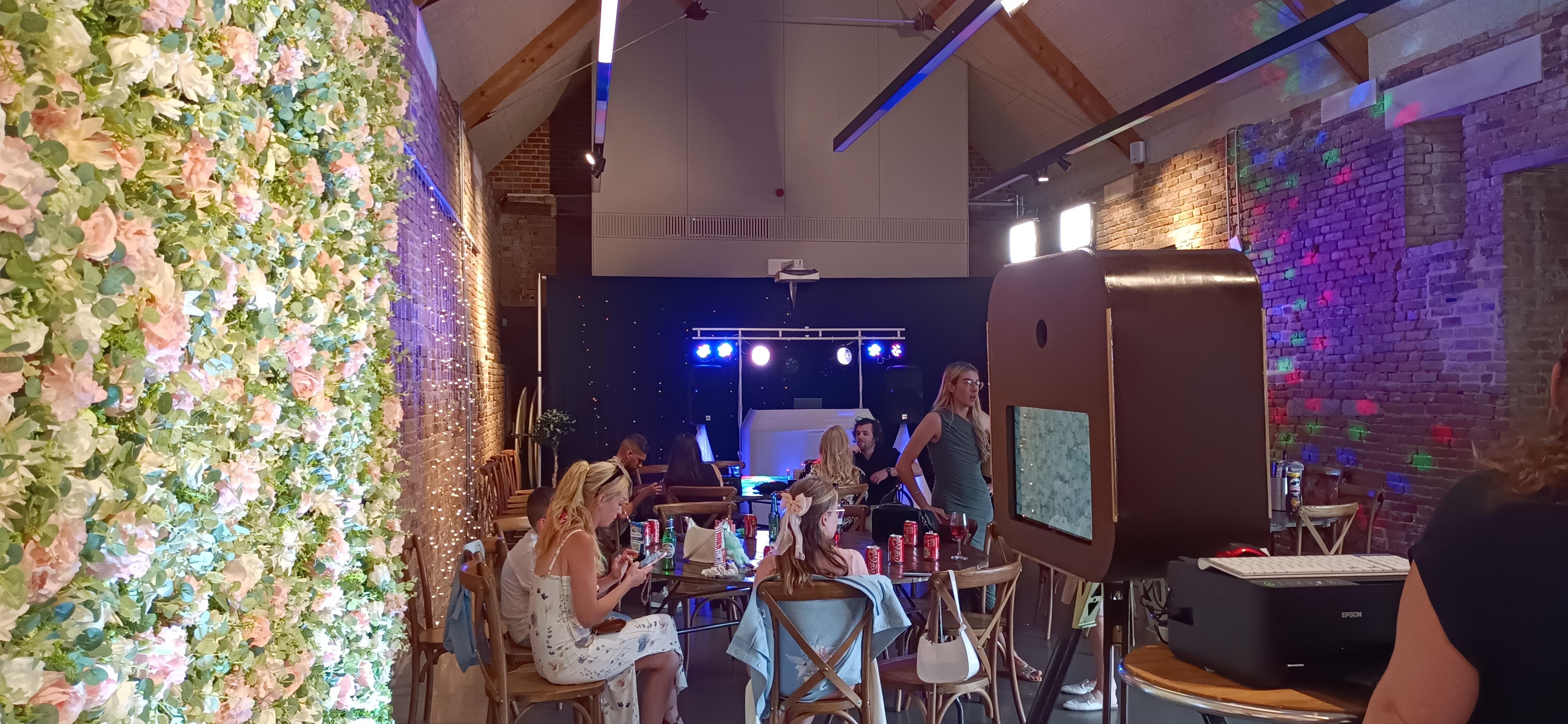 Rustic Photo Booth & Flower Wall