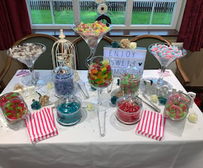 Customised Sweet Table with LED Light Box, Decor & Sweets