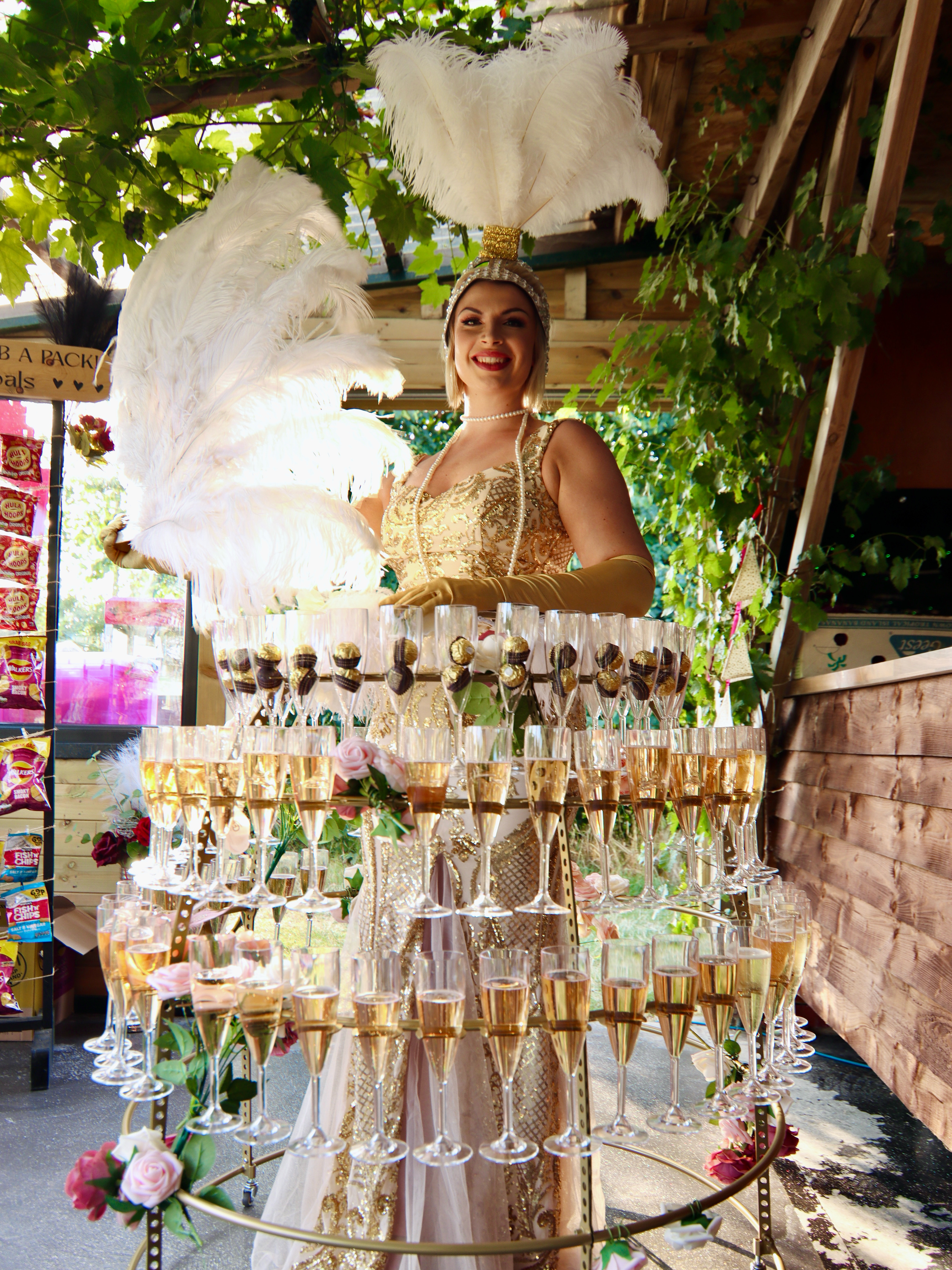 Living Champagne Dress Performer for Greetings & Drinks Receptions
